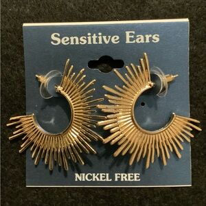 Gold Sunburst Earrings for Sensitive Ears